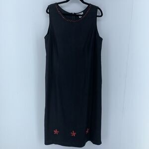 Vtg AKC Womens 1X Midi Dress Y2K 90’s Mom Floral Sequins Cottagecore Goth Artsy